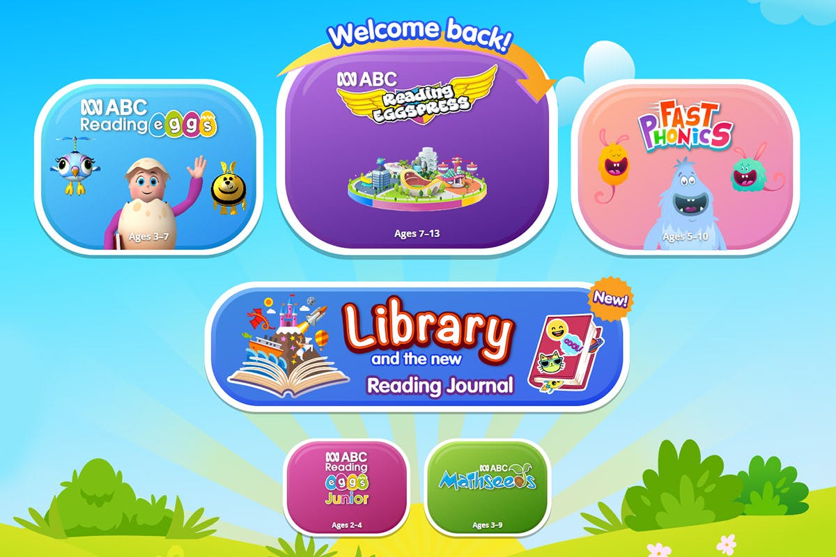 Screenshot of the four reading programs in Reading Eggs