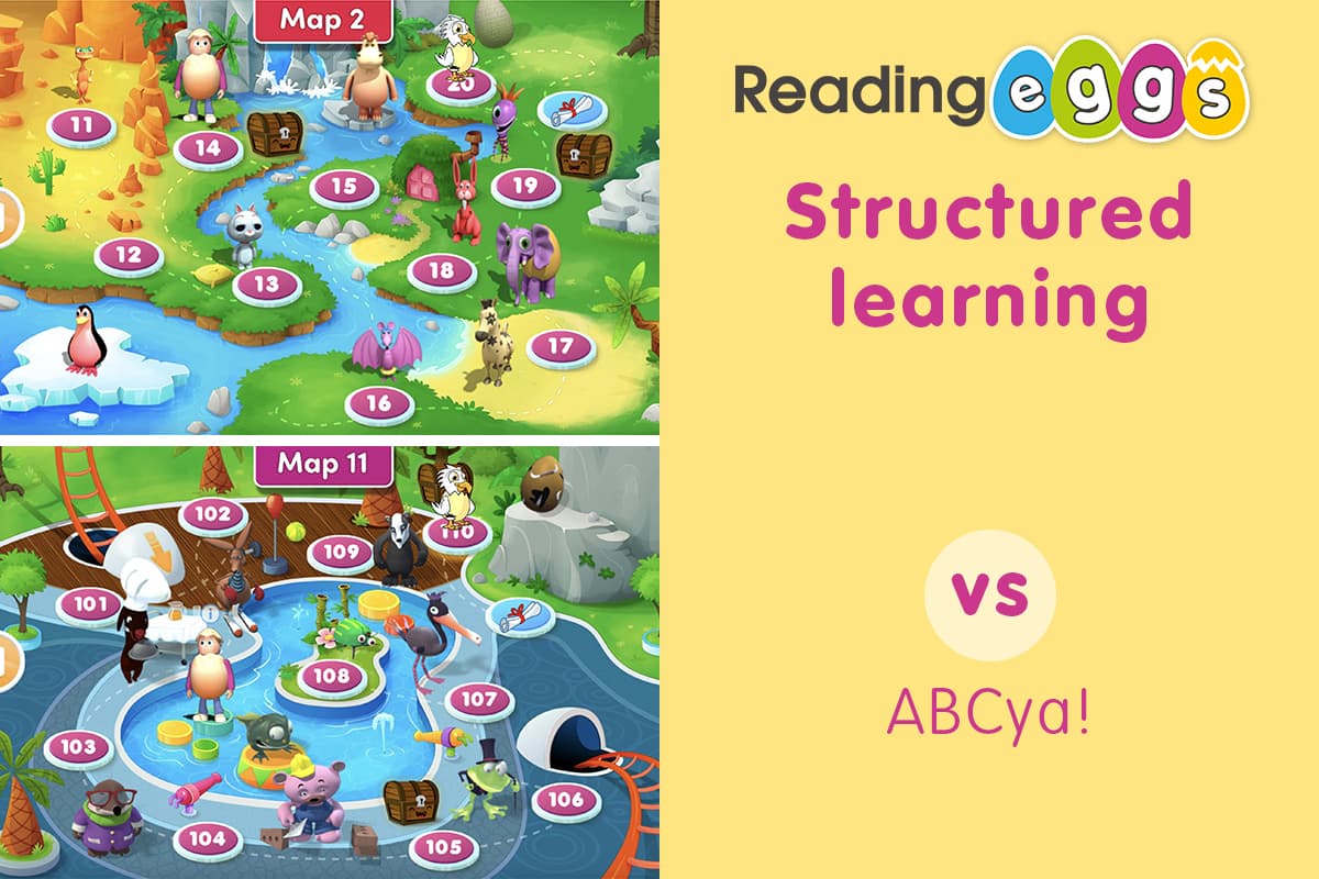 Reading Eggs vs ABCya! – Reading Eggs provides a more structured learning path than ABCya!