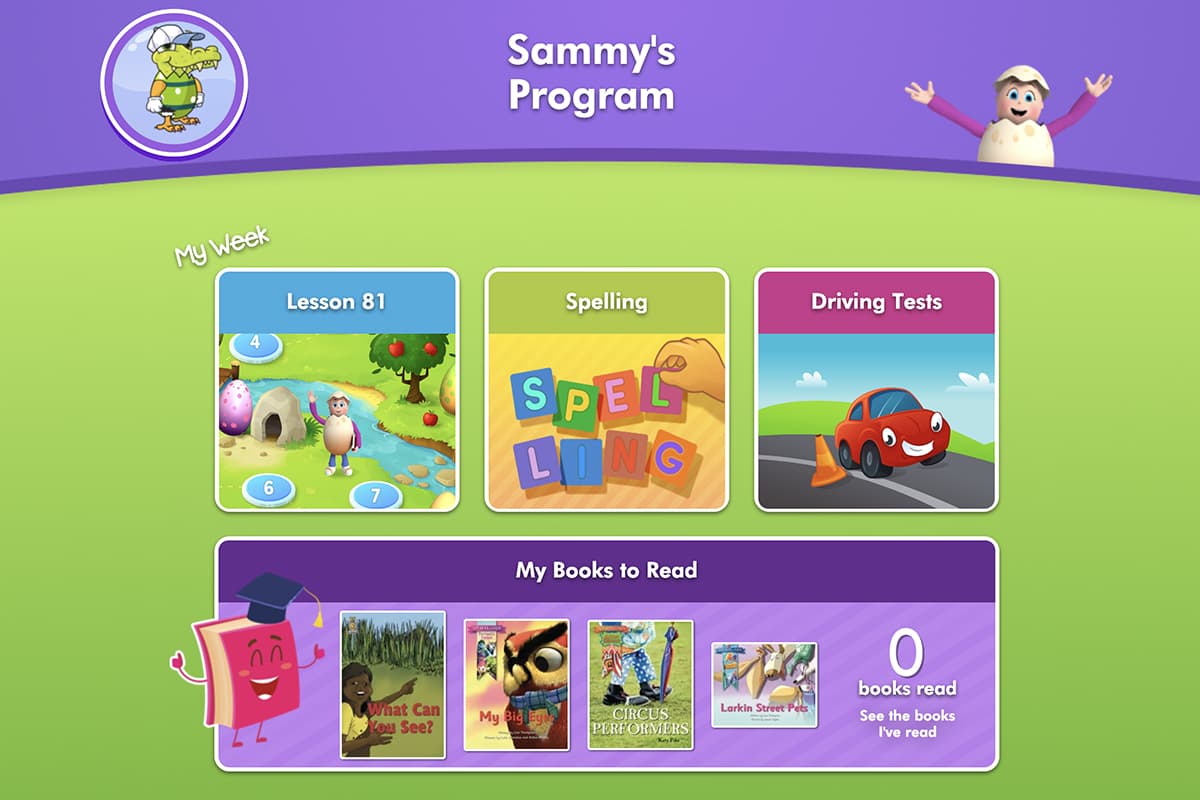 Screenshot of a personalised learning program in Reading Eggs