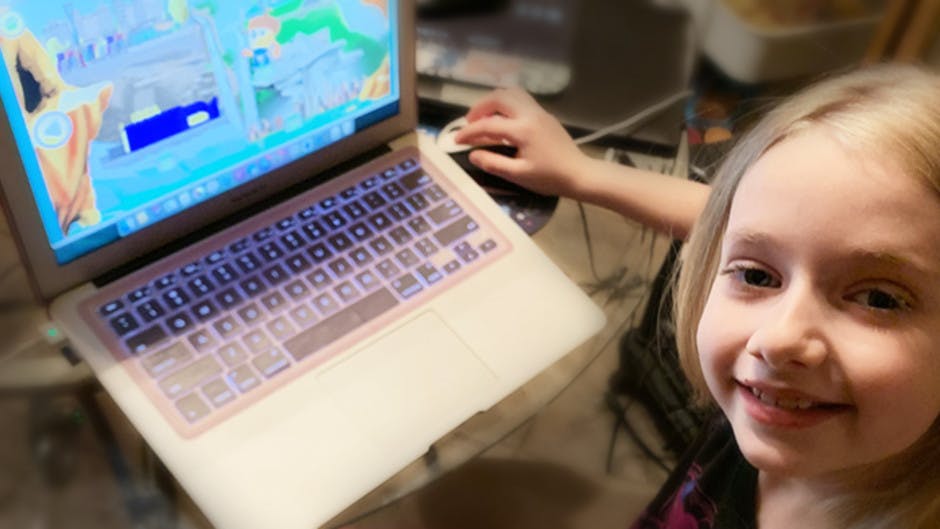 Seven year old school girl with ADHD learning with Reading Eggs online programme.