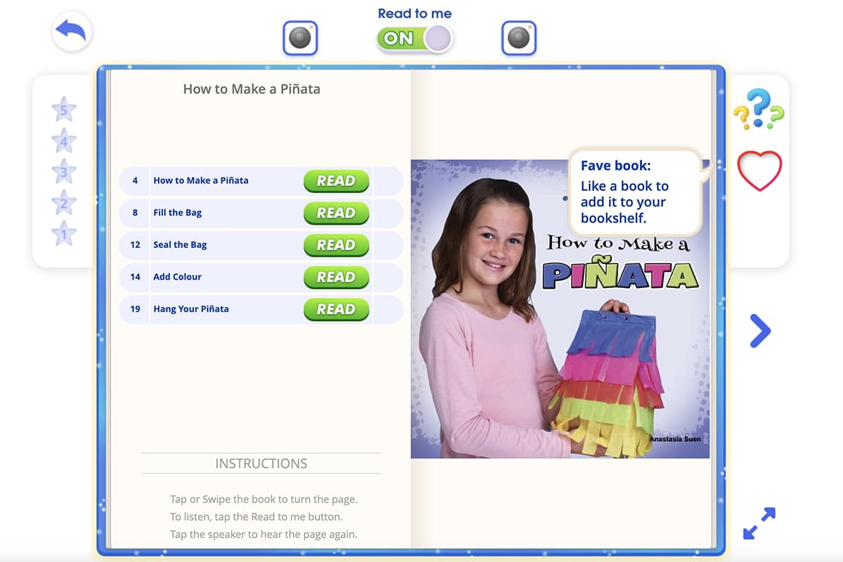 Screenshot of a book in the Reading Eggs online library