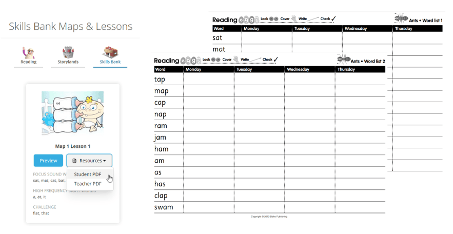 Reading Eggs spelling worksheet for students