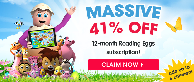 MASSIVE 41% OFF a 12-Month Subscription. Reading Eggs and Mathseeds. Includes up to 4 children. Claim Now